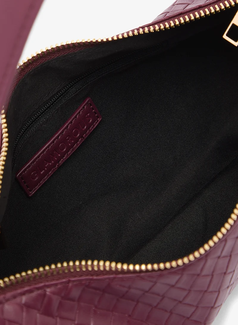 GLAMOROUS MULBERRY WINE Burgundy Woven Slouch Shoulder Bag for Women | Best Price UAE
